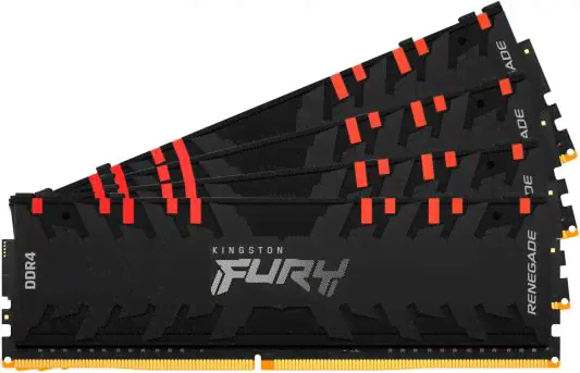 Оперативная память для компьютера 64Gb (4x16Gb) PC4-28800 3600MHz DDR4 DIMM CL16 Kingston Fury Renegade RGB KF436C16RB1AK4/64